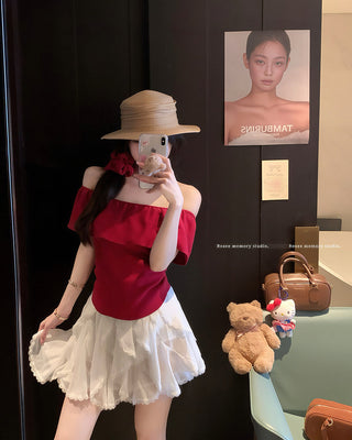 french ruffled slim top