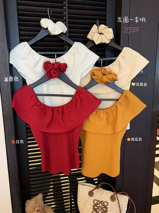 french ruffled slim top