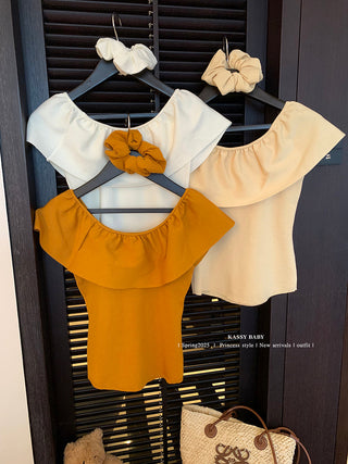 french ruffled slim top