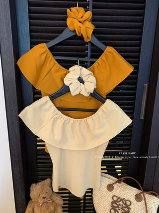 french ruffled slim top
