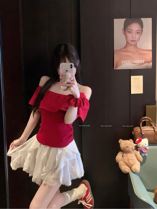 french ruffled slim top