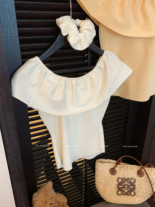 french ruffled slim top