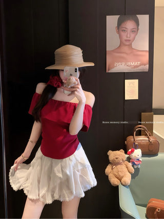 french ruffled slim top