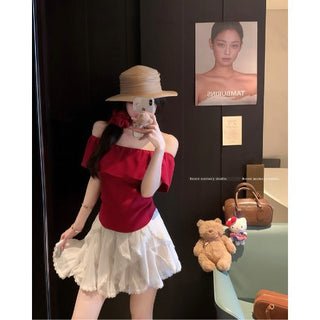 french ruffled slim top