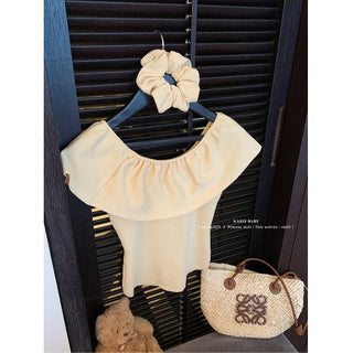 french ruffled slim top