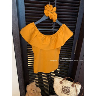 french ruffled slim top
