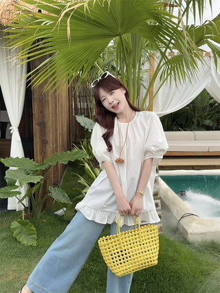 stitching back open blouse