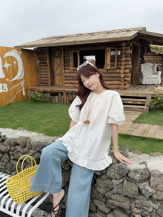 stitching back open blouse