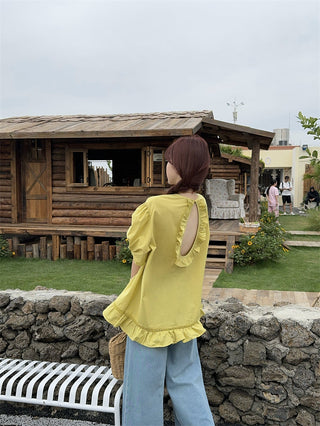 stitching back open blouse