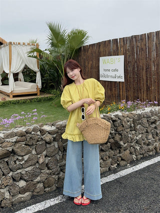 stitching back open blouse