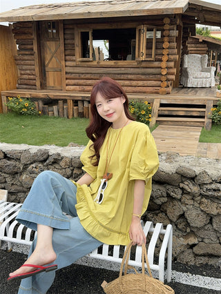 stitching back open blouse