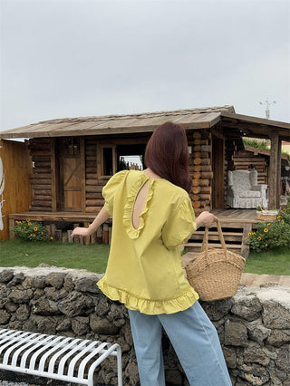 stitching back open blouse