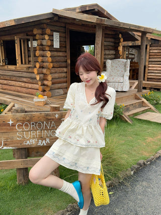 embroidered flower set shirt