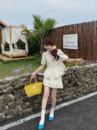 embroidered flower set shirt