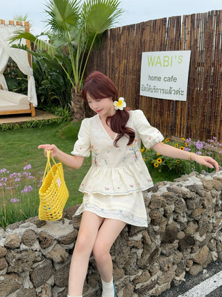embroidered flower set shirt