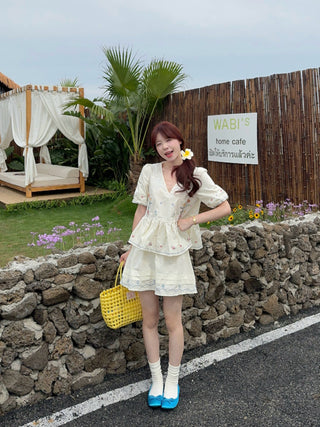 embroidered flower set shirt