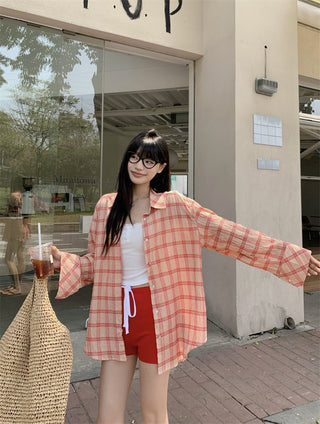 plaid sun protection shirt
