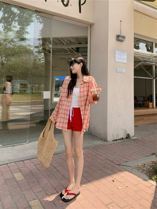 plaid sun protection shirt