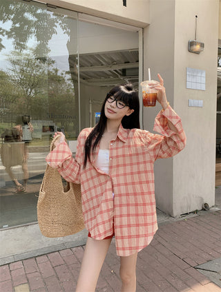 plaid sun protection shirt