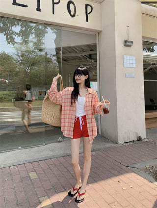 plaid sun protection shirt