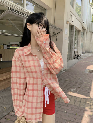 plaid sun protection shirt