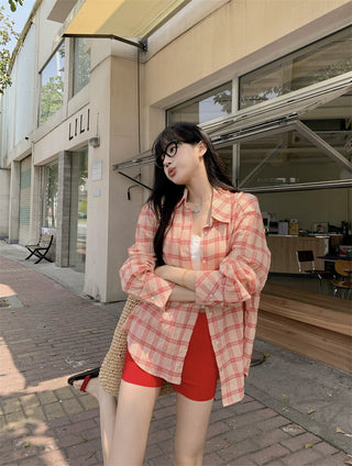 plaid sun protection shirt