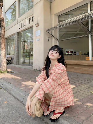 plaid sun protection shirt