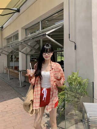 plaid sun protection shirt