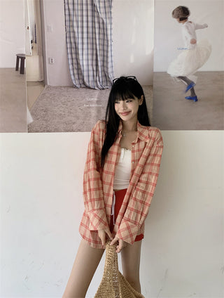 plaid sun protection shirt