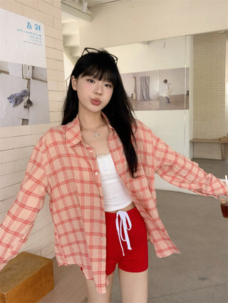 plaid sun protection shirt
