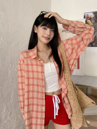 plaid sun protection shirt
