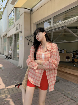 plaid sun protection shirt