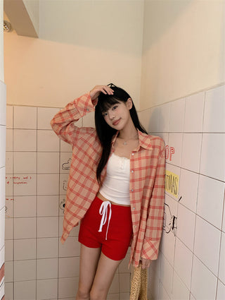 plaid sun protection shirt