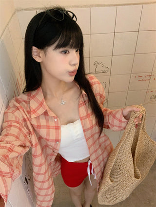 plaid sun protection shirt