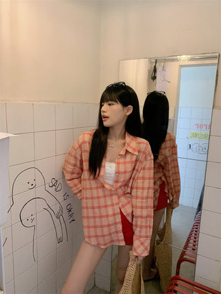 plaid sun protection shirt