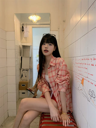 plaid sun protection shirt