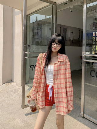 plaid sun protection shirt