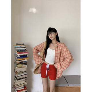 plaid sun protection shirt
