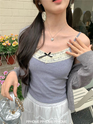 bow lace camisole top