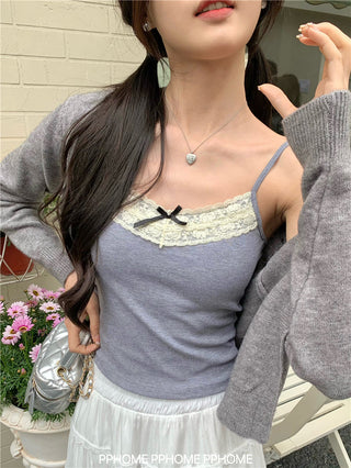 bow lace camisole top