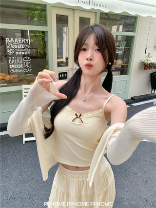 bow lace camisole top