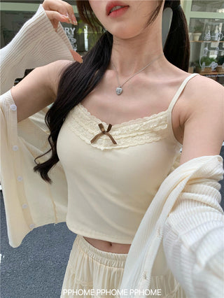 bow lace camisole top