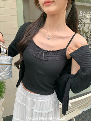 bow lace camisole top