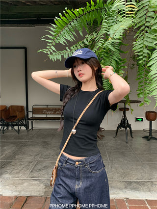 straight shoulder tee top