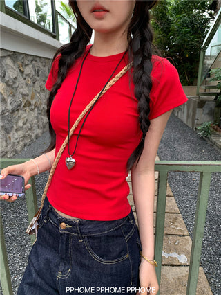 straight shoulder tee top