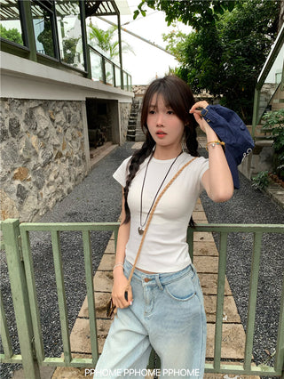 straight shoulder tee top