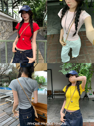 straight shoulder tee top