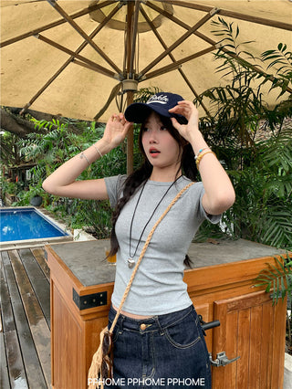 straight shoulder tee top