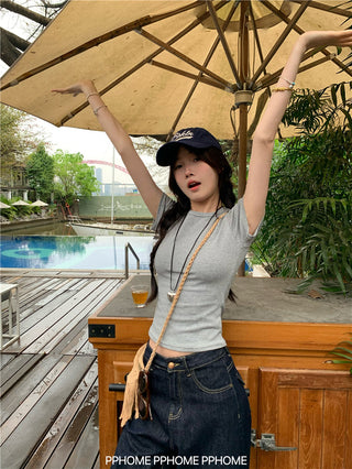 straight shoulder tee top