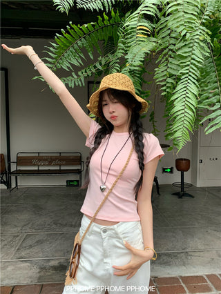 straight shoulder tee top